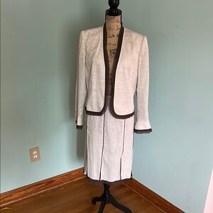 Liz Claiborne Cream and Brown Blazer & Skirt Set